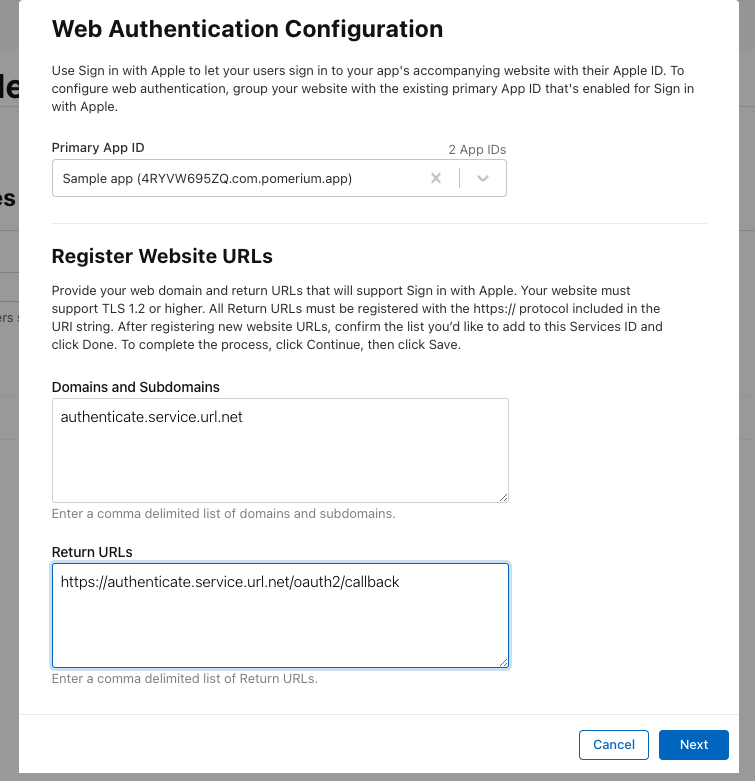 Add web authentication configuration