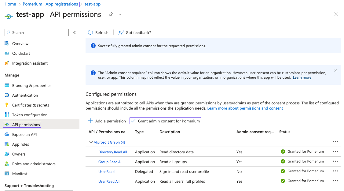 Select API permissions for your users in the API Permissions page.