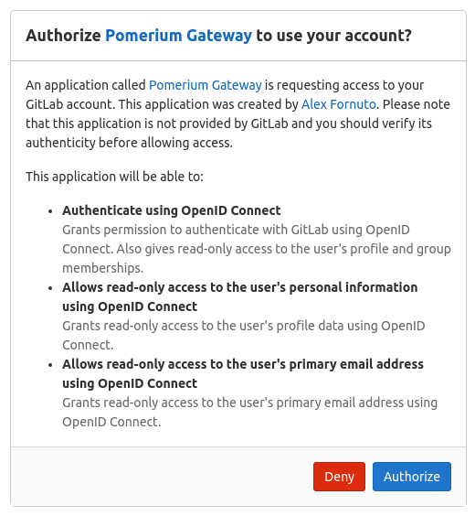 gitlab access authorization screen
