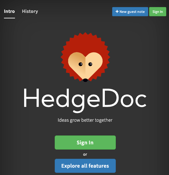 The HedgeDoc homepage