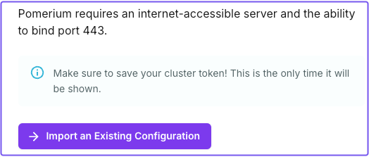 Selecting the Import button in the Pomerium Zero Create Cluster UI