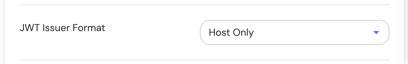 Screenshot of the JWT Issuer Format option