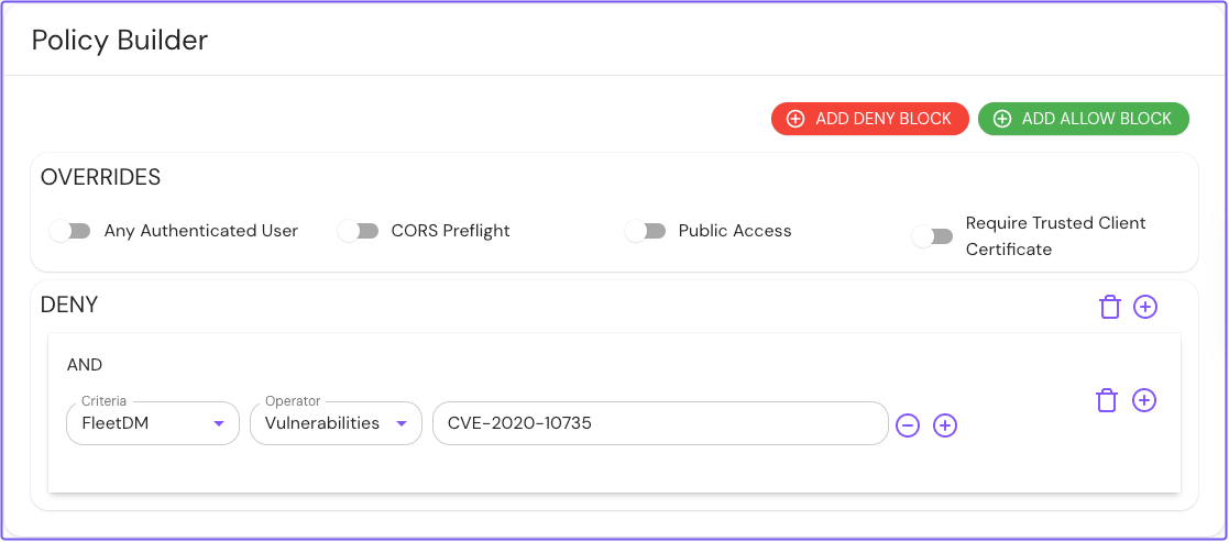 Building a policy in the PPL builder using FleetDM criteria