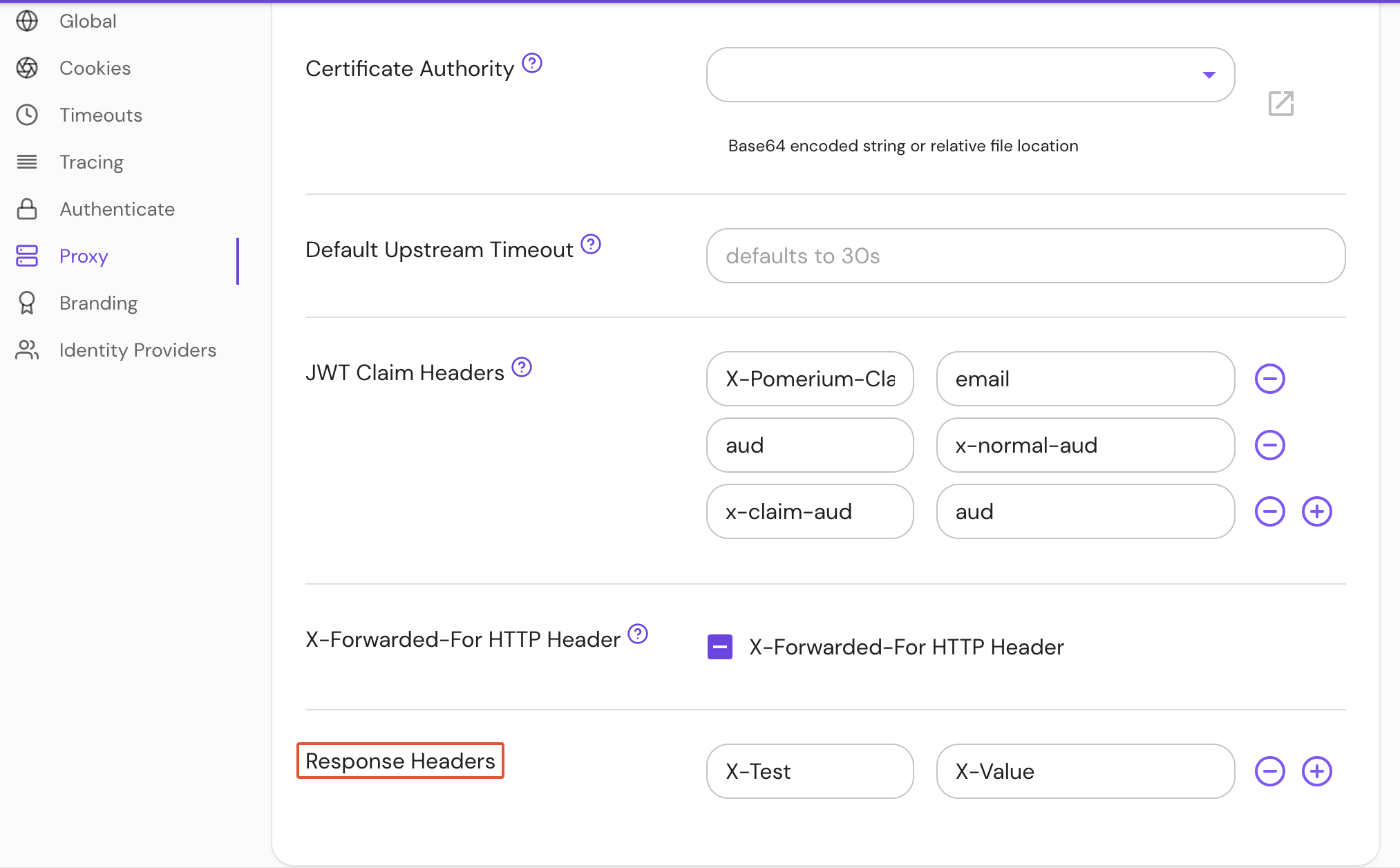 Configure response headers in the Console